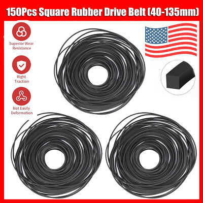 #ad 150 PCS Square Rubber Drive Belt For Cassette Player Recorder Repair Replacement $8.21