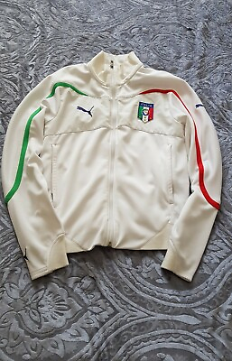 #ad Italy 2010 11 Training TRACKSUIT Jacket Jersey Puma Foodball Soccer White Size S $99.99