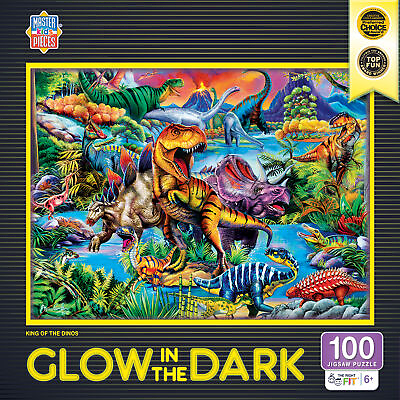 #ad MasterPieces Glow in the Dark King of the Dinos 100 Piece Jigsaw Puzzle $14.99