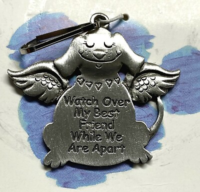 #ad Dog Guardian Angel Collar Charm With Saying By FC in Pewter Made in USA NEW $8.95