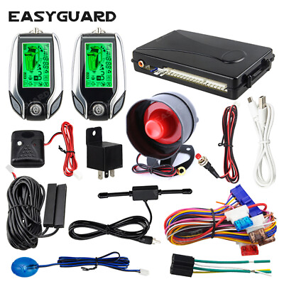 #ad EASYGUARD 2 way car alarm system PKE keyless entry shock warning security alarm $99.86