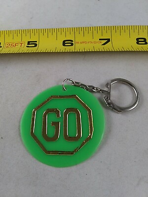 #ad Vintage GO Sign Keychain Fob Key Ring Hangtag *QQ21 $15.00