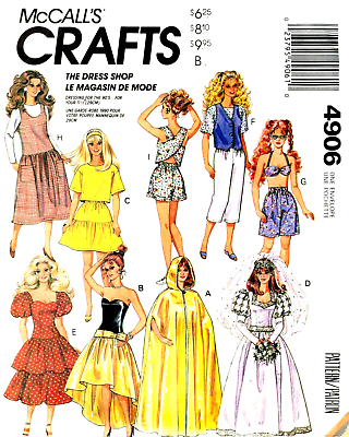 #ad Vintage 1990 Barbie Clothes Pattern Reproduction McCall#x27;s 4906 Uncut $8.95