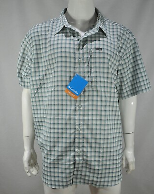 #ad Columbia Men#x27;s Shirt 3XL Silver Ridge Short Sleeve Plaids Green MSRP$60.00 NWT $24.99
