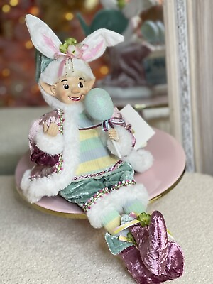 #ad Cynthia Rowley Easter Spring Decor Sitting Bunny Elf 18quot; Doll Figurine Shelf New $49.99