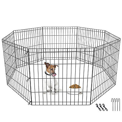 8 Panel Pet Playpen Metal Protable Folding Animal Exercise Dog Fence 24quot; Kennel $32.58