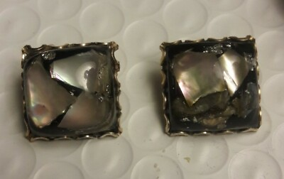 #ad Vintage 1950s Resin Square Clip on Earrings $8.99