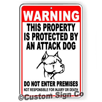 Guard Dog On Duty Sign Beware of Dog Dogs Will Bite Attack Dog Do Not Enter $35.79