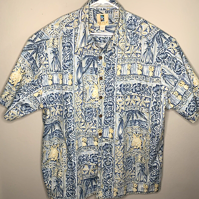 #ad KAHALA Hawaiian Islands Mens Floral XXL Button Short Sleeve Aloha Shirt Cotton $18.22