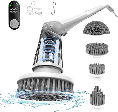 #ad Electric Spin Scrubber Cordless Bath Tub Power Scrubber with Handle amp; 7 Heads US $33.99