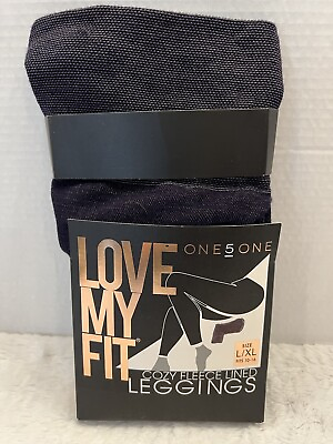 #ad One5One Love My Fit Womens Cozy Fleece Lined Leggings SzL XL Fits10 16 Denim Blu $17.87