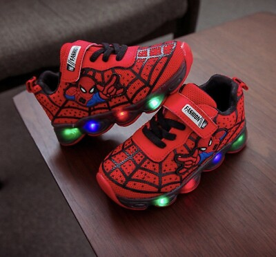 #ad Children Kids Boys Girls Spiderman Trainers Shoes Flashing Light Up Toddler 5 $20.00