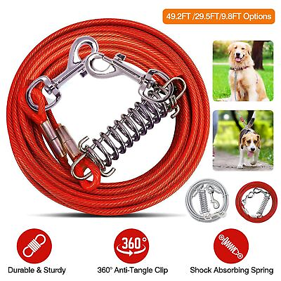 #ad Dog Tie Out Cable Long Dog Leash Chew Proof Lead Dog Chain up to 125 Lbs Dogs $11.88