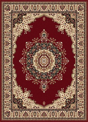 #ad Red Petals Flowers Persien Area Rug Medallion Scrolls Ovals Oriental Carpet $319.00
