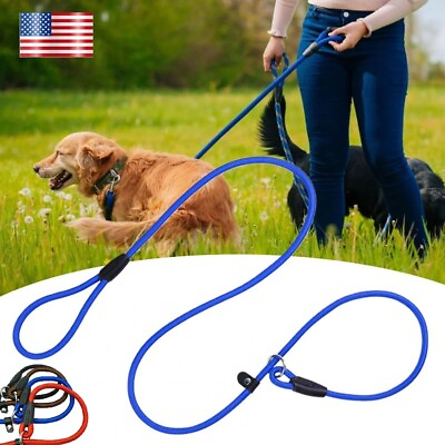 #ad Dog Nylon Adjustable Loop Slip Rope Leash Lead Training Choke Pet Collar 130cm $7.82