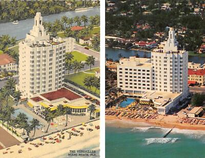 #ad 2 Postcards MIAMI BEACH FL Florida VERSAILLES HOTEL Linen amp; Chrome Views $5.89