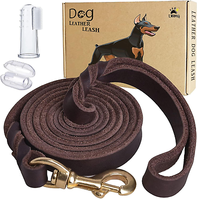 #ad LWBMG Leather Dog Leash 8ft Heavy Duty Leash 8 ft x 3 4 inch Brown $43.78