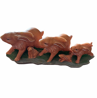 #ad Dollhouse Miniatures Ceramic Wild Rabbit Family Animals Figurines Collectibles $11.85