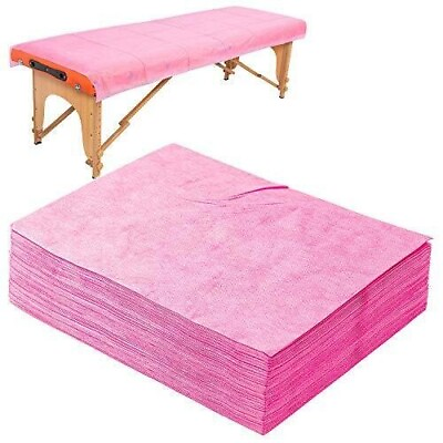 10PCS Massage Table Sheets Disposable Spa Bed Sheets Waterproof Bed Pink $9.99