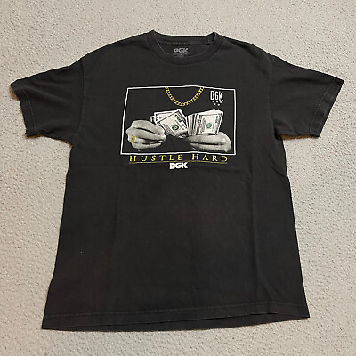 #ad DGK Shirt Mens Large Black Hustle Hard Skateboard Streetware Short Sleeve $12.83