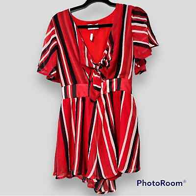#ad ADRIENNE womens small shorts romper lined red white striped GA dawgs bulldogs $20.99