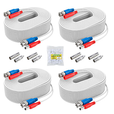 #ad ANNKE 4X 100ft White Video Power Cable BNC RCA Wire for Security Camera System $22.94