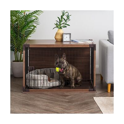 #ad IRIS USA Furniture Style Wooden Enclosed Pet Crate for Small Medium Dog Dark... $203.77