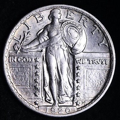 #ad 1920 Standing Liberty Silver Quarter CHOICE AU UNC E341 SCAT $149.84