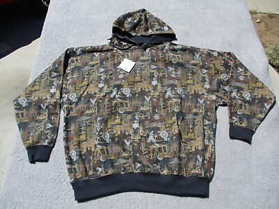 #ad Tri Mountain Sweater Mens 2XL Hoodie Oiled Field Camo Brown Black Sweatshirt $50.00