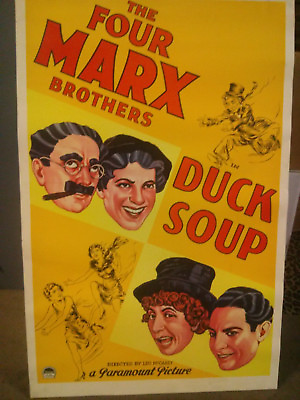 #ad THE FOUR MARX BROTHERS DUCK SOUP Vintage LITHO PAPER PRINT PARAMOUNT ESTATE FIND $42.50