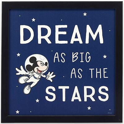 #ad Disney Mickey Mouse Astronaut Dream As Big As The Stars Framed Wood Wall Deco... $40.22