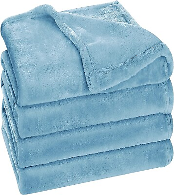 Fleece Blanket Luxury Bed Blanket Anti Static Fuzzy Soft Queen Sized Washed Blue $10.95