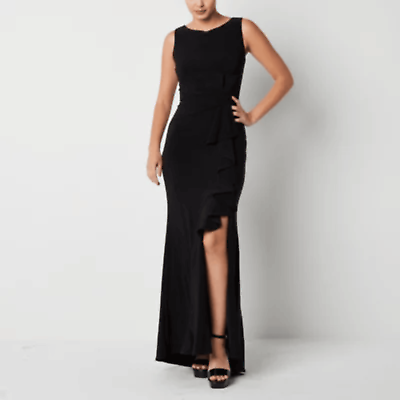 #ad Dj Jaz Ruffle Sleeveless Evening Gown BLACK 16 $28.00