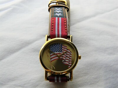 #ad j511 Nice Quartz Flag Watch by Valdawin with Star Spangled Band $30.00