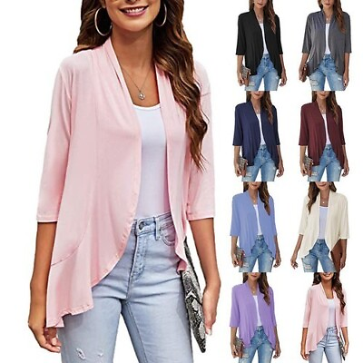 #ad Women#x27;s Open Front 3 4 Sleeve Soft Cardigan $16.99