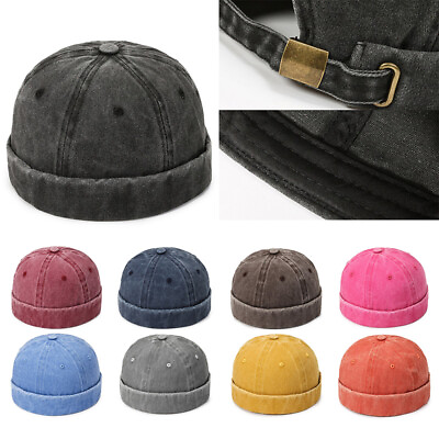 #ad Men#x27;s Cotton Brimless Skullies Street Portable Docker Hat Beanie Hat Hip Hop Hat $5.41