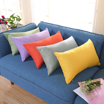 #ad Cushion Covers Pillow Covers 30x50cm Linen Sofa Pillow Case Rectangle Home Decor AU $5.07