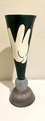 #ad VTG 1995 IMLEE Ceramic Pottery Modern Goblet Vase Mickey Mouse hand designs $40.93