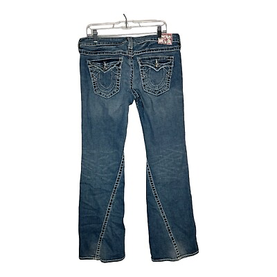 #ad True Religion Disco Joey Big T Jeans Flare Leg Womens Size 32 USA Y2K Passport $71.92