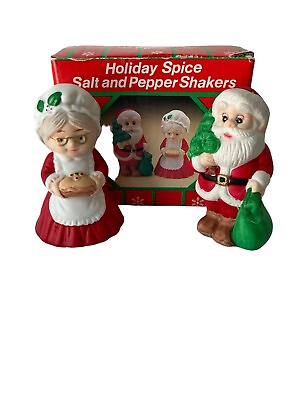 #ad Vintage Russ Holiday Spice Salt and Pepper Shakers Santa and Mrs. Claus READ $8.09