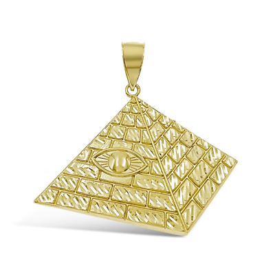 #ad Egyptian Pyramid Eye Pendant 10k Gold Charm 2quot; $535.50