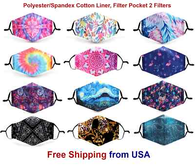 #ad Reusable Washable Graphic Face Mask Fashion High Quality Filter Pocket 2 Filters $8.95