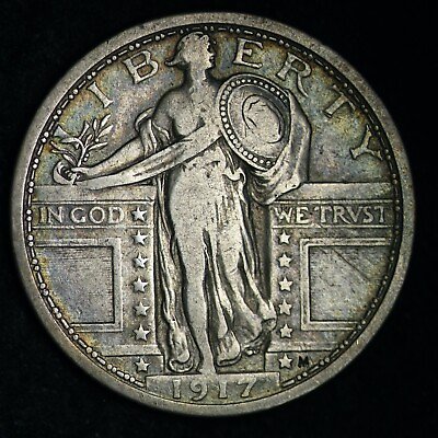 #ad 1917 TYPE 1 Standing Liberty Silver Quarter CHOICE XF FREE SHIPPING E195 TBJ $100.97