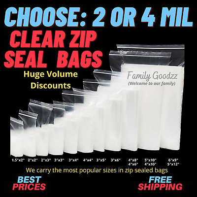 #ad Resealable Seal Clear Plastic 2Mil amp; 4Mil Zipper Baggies Jewelry Parts Beads $9.47