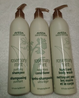 #ad Aveda Rosemary Mint 3 Pack Shampoo Conditioner amp; Body Wash Set 12oz New Size $47.95