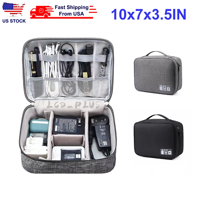 #ad Portable Electronics Travel Organizer Digital Storage bag USB Cable Case Gadget $9.95