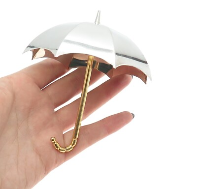 #ad 800 Silver 2 Tone Vintage Italy Umbrella Miniature $199.95