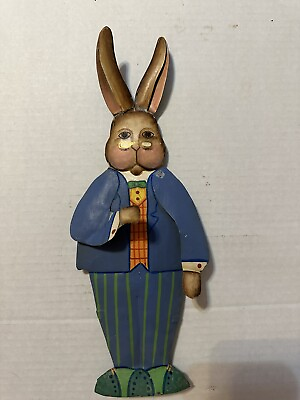 #ad Vintage Painted Tin Bunny Rabbit Easter Decor $39.99