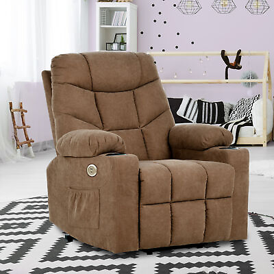 #ad Electric Power Lift Recliner Chair Elderly Heated Vibration Massage Sofa Brown $333.19