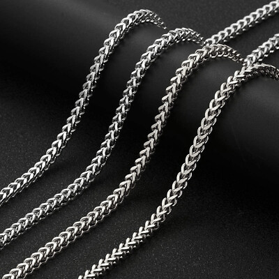 #ad White Gold Plated Franco Link Chain Stainless Steel Chain Necklace for Menamp;Women $10.33